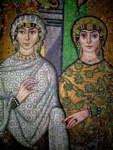 Базилика Сан Витале. Императрица Феодора и ее двор. Фрагмент. Придворные дамы