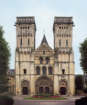 Монастырская церковь Сент Трините в Кане. Западный фасад с двумя башнями