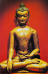Будда, сидящий в позе лотоса,  жест бхумиспарсамудра или жест «касания земли»
