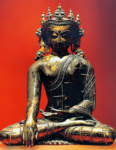 Статуэтка сидящего дхьянибудды Амитаюса (проявление Амитабхи) с серебряной короной на голове