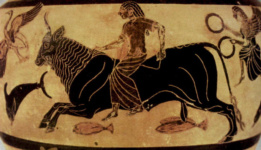Европа на быке. Деталь росписи ионийской гидрии, из Черветри