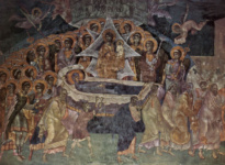 Фрески церкви в Граканике, сцена: Смерть Марии