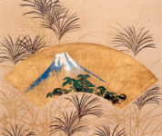 Гора Фудзи на фоне зарослей мисканта