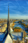 Собор Парижской Богоматери. Шпиль собора и панорама Парижа