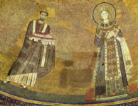 Папа Гонорий вручает святой Агнессе модель храма