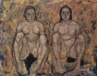 Две женщины, сидящие на корточках