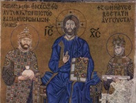 Христос-Вседержитель благословляет императора Константина Девятого и императрицу