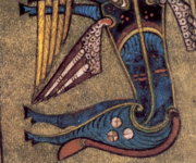 Евхаристические символы на ноге быка, символа евангелиста Луки